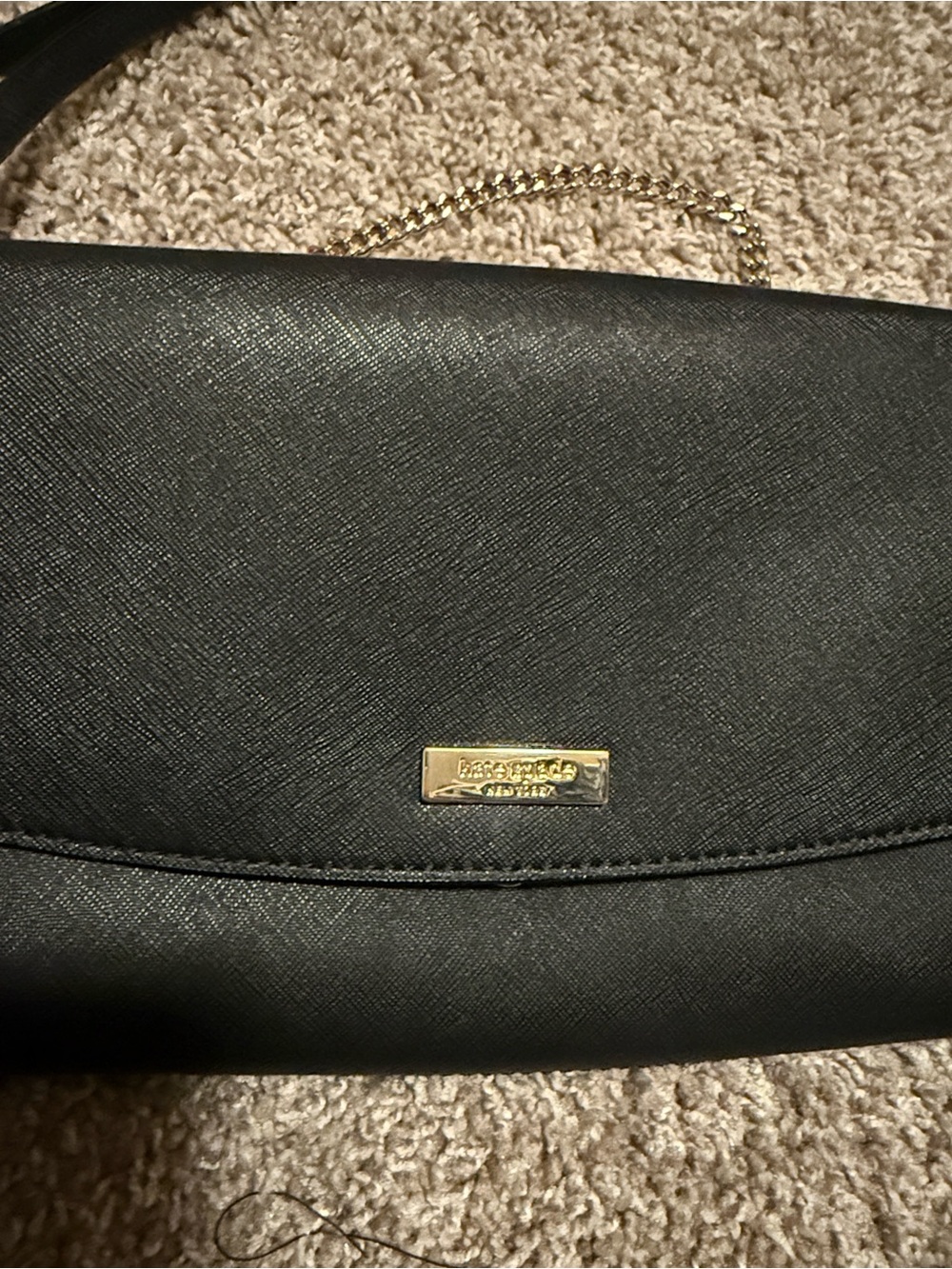 Kate Spade Convertible Black Crossbody Shoulder Bag with Gold Chain Accent - Picture 4 of 5